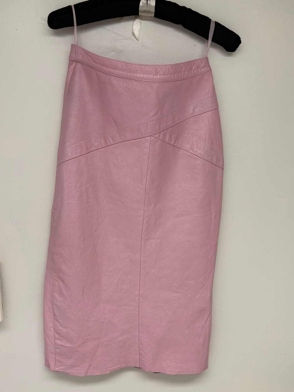 Petal Pink Vintage Leather Pencil Skirt by Suzelle